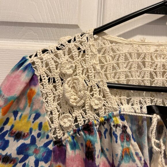 Aqua By Bloomingdale's Lace Crochet Mini Dress Womens Large Fit And Flare - Picture 5 of 9